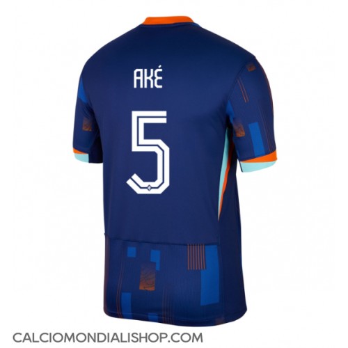 Maglie da calcio Olanda Nathan Ake #5 Seconda Maglia Europei 2024 Manica Corta